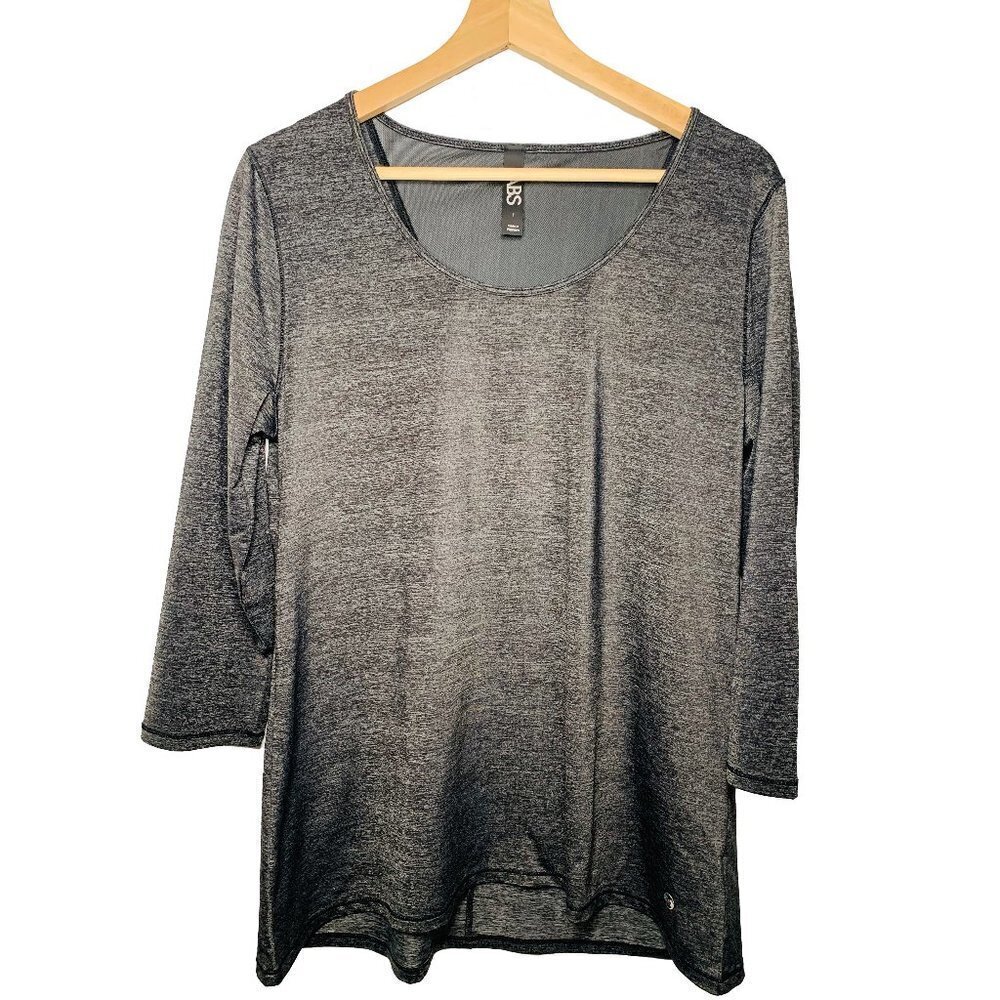 ABS Women's Gray Tunic Blouse 3/4 Sleeve Size 1